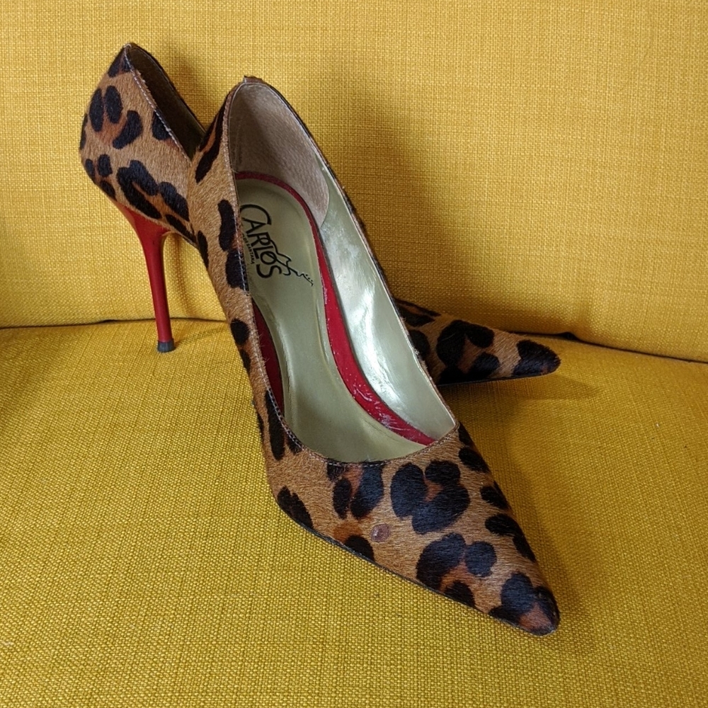 Leopard cowhide stilettos